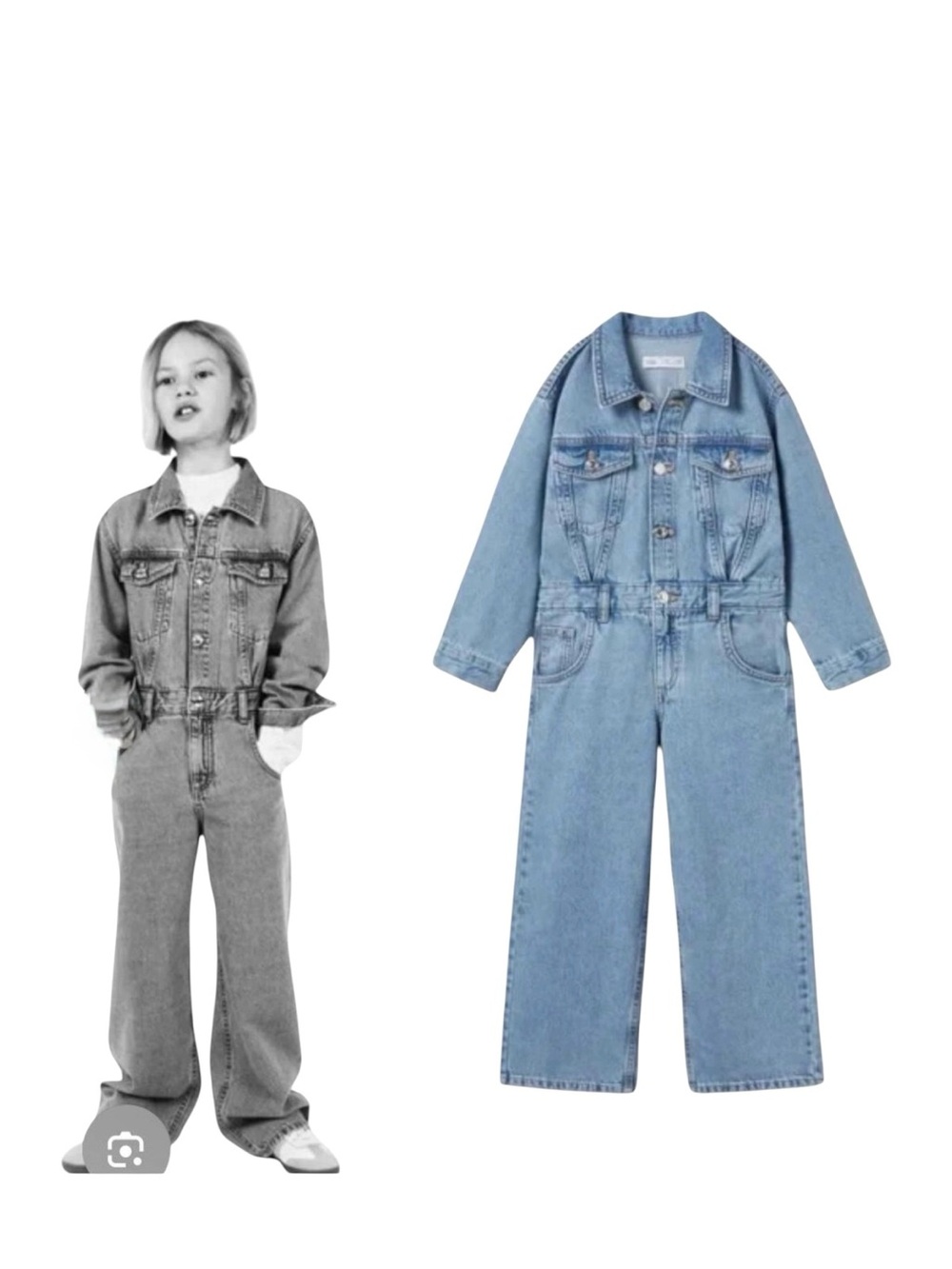 Zara Kids Denim Jumpsuit Wide Leg Blue Jean One Piece Size 10